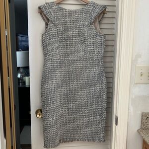 Jcrew Silver Metallic Gray Tweed Dress